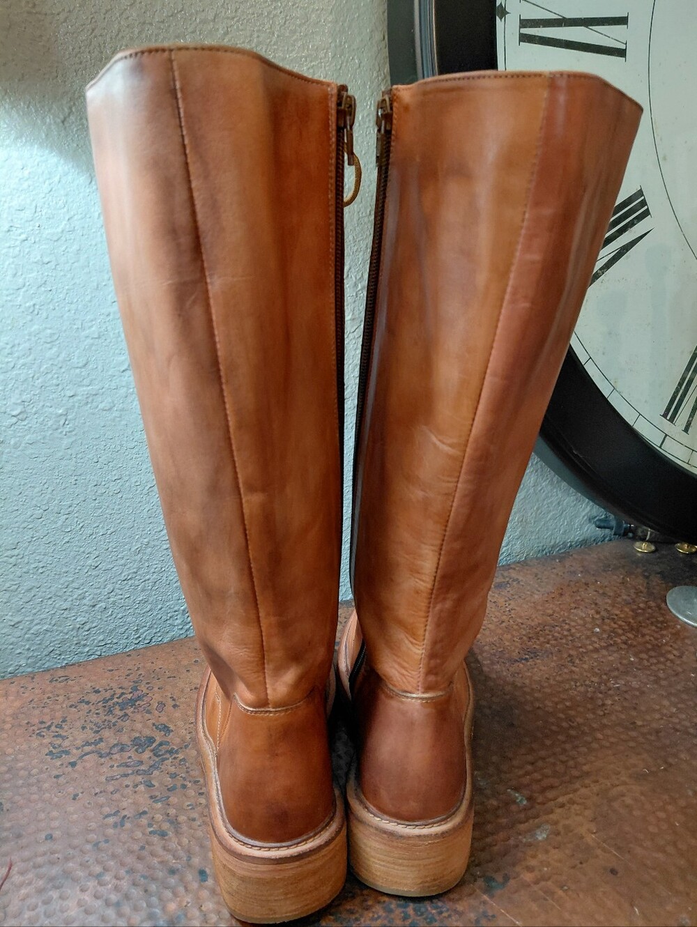 Vintage Foundry Co. Sz. 8 Tan Leather Sadelle Lace Up Boots - Picture 12 of 16